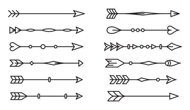 Set of ethnic arrows on white background
