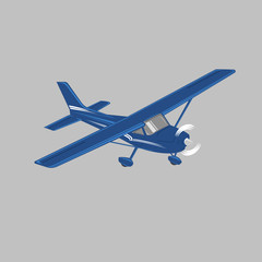 Small plane vector illustration. Single engine propelled aircraft. Vector illustration.