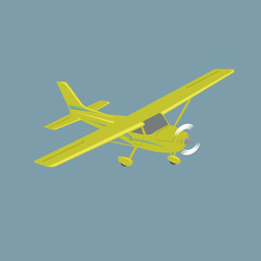 Small plane vector illustration. Single engine propelled aircraft.