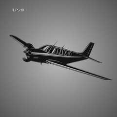 Small plane vector illustration. Single engine propelled passenger aircraft.