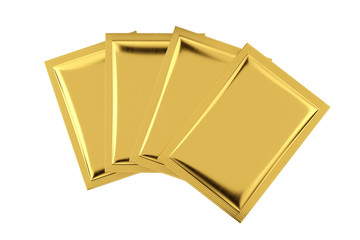 Gold Aluminum Blank Bag Packages Mockup. 3d Rendering