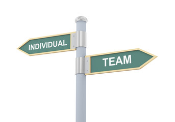 Fototapeta premium 3d individual team road sign