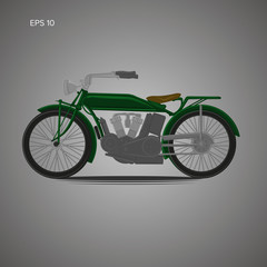 Vintage motorcycle vector illustration. Old retro bike. Old school motor vehicle.