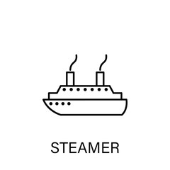 Obraz premium steamer ship sea transport outline icon. Signs and symbols can be used for web, logo, mobile app, UI, UX