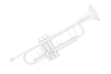 White Trumpet in Clay Style. 3d Rendering