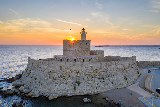View of Fort of St Nicholas on the sea during sunset