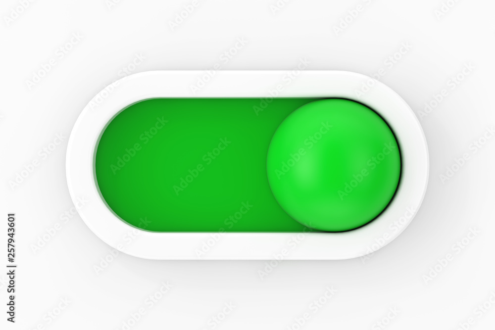 Poster modern motion on off ball slider button toggle switch. 3d rendering