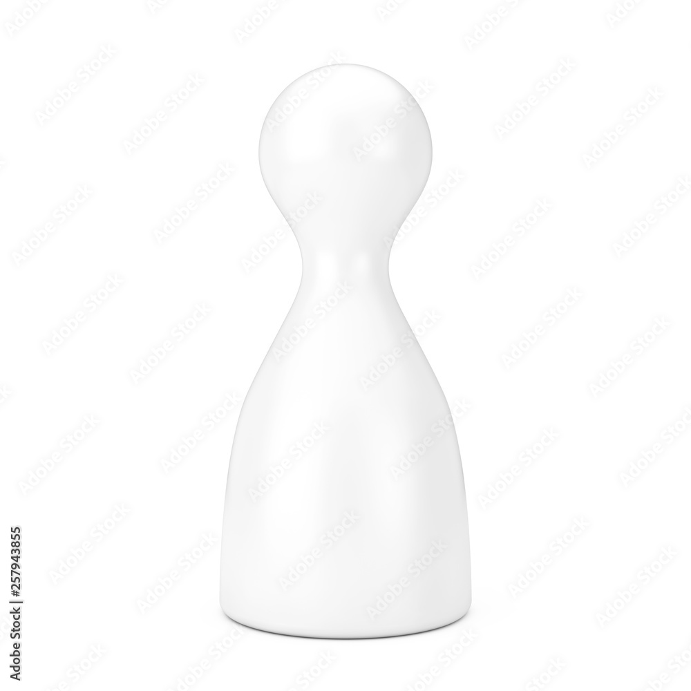 Poster white board game pawn figure in clay style mockup. 3d rendering