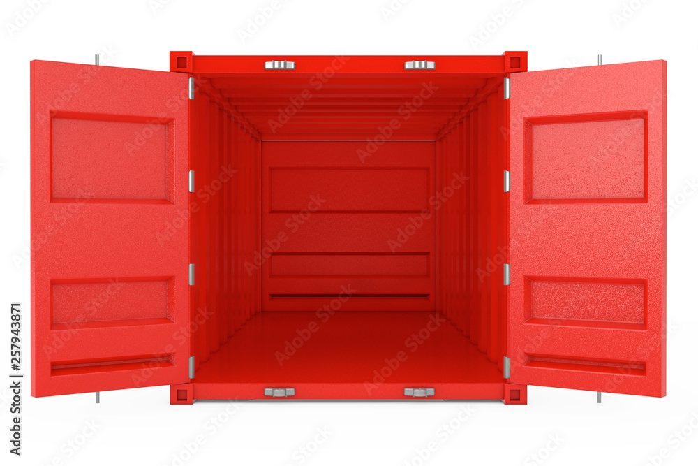 Poster Red Cargo Shipping Container with Open Doors. 3d Rendering