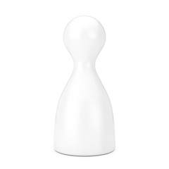 White Board Game Pawn Figure in Clay Style Mockup. 3d Rendering