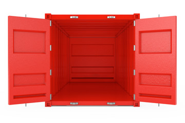 Red Cargo Shipping Container with Open Doors. 3d Rendering