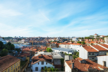 Fototapeta na wymiar Panoramic view of Porto city center, Portugal.