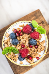 Top view of healthy breakfast bowl