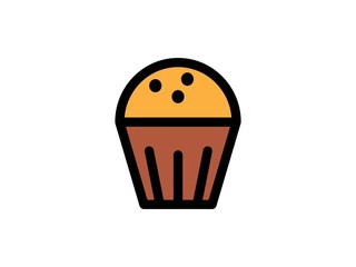 cup cake color vector icon
