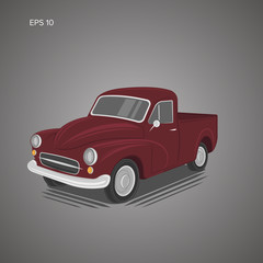 Old retro farmer pickup truck vector illustration icon.