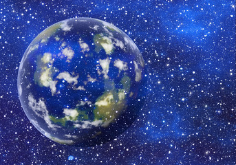 blue planet on space sky backgrounds