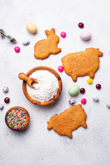 Easter cookie in shape of bunny and sheep