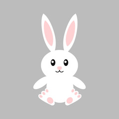 Happy easter bunny - vector illustration. Cute bunny. White rabbit isolated. Cartoon