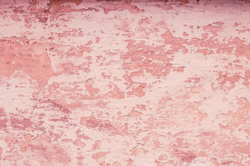 Retro pattern with soft pink texture cracked stucco. Blank concrete red wall texture background. Interior decoration. Exterior detail. Grunge background. Space texture. Empty space.