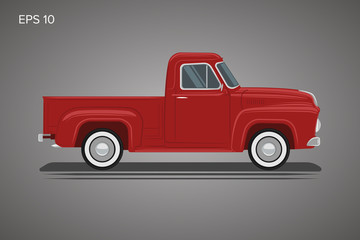 Old retro pickup truck vector illustration. Vintage transport vehicle © Shkuro