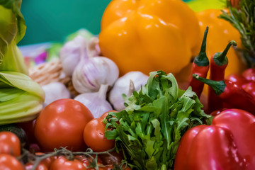 Set of fresh vegetables. Food background.
