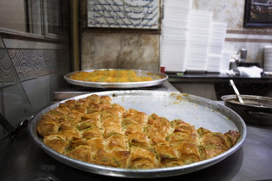Traditional Middle Eastern Bakery with Fresh Baklava in Amman, Jordan