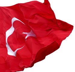 Turkish flag waving in windy day