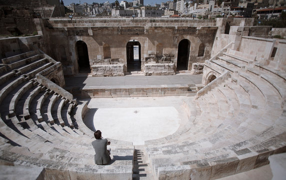 Sight seeing in Amman,  Jordan restored Roman Amphitheater