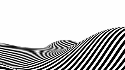 abstract strip wave line on topography surface in black and white.