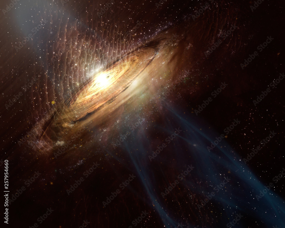 Poster abstract space wallpaper. black hole with nebula over stars and cloud fields in outer space. element