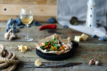 table with food in restaurant