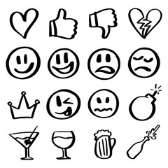 Smiles set. Hand drawn outline icon.