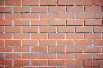 brick wall of red color, wide panorama of masonry