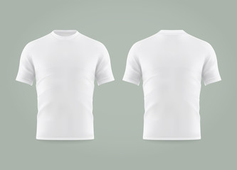 Set of isolated white t-shirt or realistic apparel