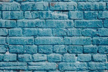 Brick wall surface in navy blue tone. Abstract architectural background and texture for design