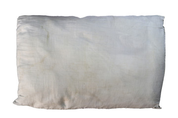 old pillow, dirty pillow isolated on white background