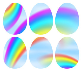 Set of Rainbow Bird Eggs for Easter Isolated