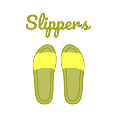 Yellow slipper top view. Women's beach or indoor shoes