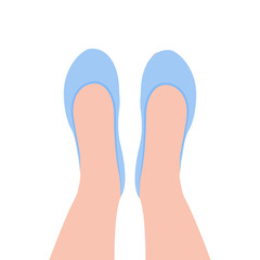 Blue shoes top view. Women's classical shoes