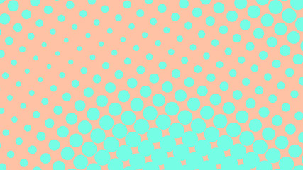 Bright orange and turquoise retro pop art background with dots. Vector abstract background with halftone dots design.