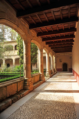 Gothic cloister of the Monastery of Yuste where Emperor Charles V retired in 1556. Extremadura, Spain