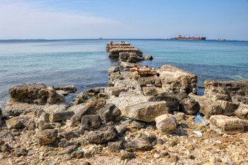 Overview of the waterfront of the city of Taranto, Puglia, Italy 
