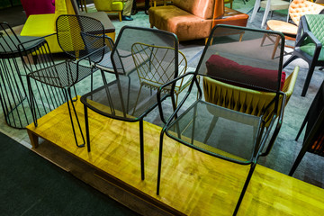 stylish modern chairs in a furniture store