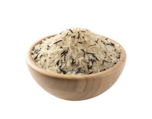 Raw Dry Black Wild Rice and Parboiled White Rice Isolated
