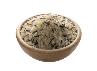 Raw Dry Black Wild Rice and Parboiled White Rice Isolated