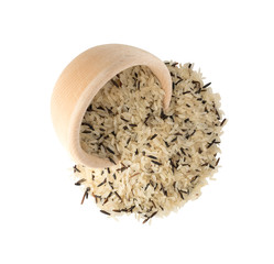 Raw Dry Black Wild Rice and Parboiled White Rice Isolated
