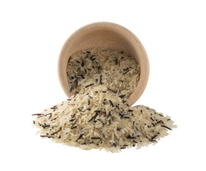 Raw Dry Black Wild Rice and Parboiled White Rice Isolated