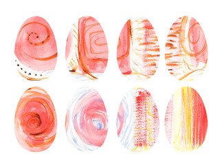 Set of Hand Drawn Watercolor Bird Eggs Isolated