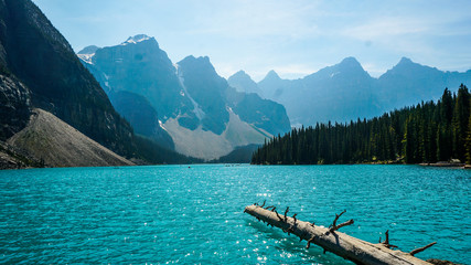 Beautiful Banff National Park in Alberta Canada looking at Moraine Lake, Lake Louise and Glacier...