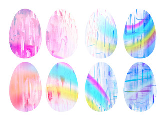 Set of Hand Drawn Watercolor Bird Eggs Isolated